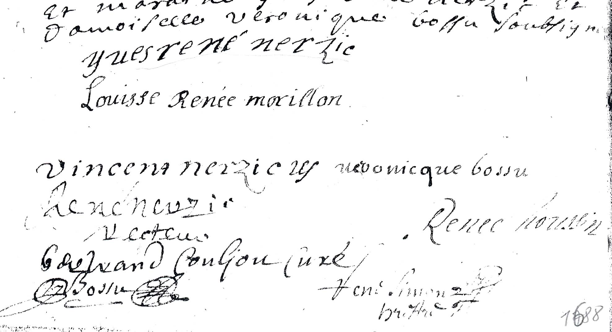 Signatures de Vincent Nerzic et Louise Rene Morillon